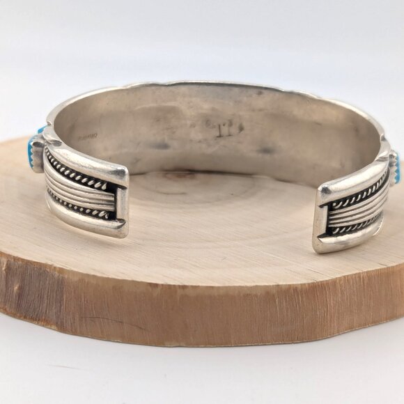 Vintage Navajo Bracelet Signed Native American Indian Jewelry Turquoise sz 6.75* - Picture 9 of 11